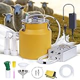ZHEQOGZH 8L Goat Milking Machine Electric Goat Milker Machine Electric Pump Automatic Pulsation Plug-in Electric Milking Machine Vacuum Pump Adjustable with Stainless Steel Bucket (for Goat)