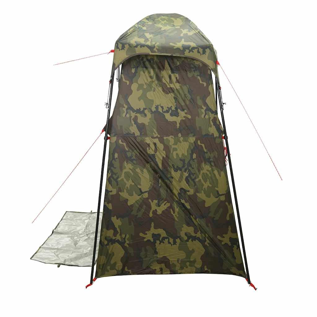 Duschzelt für Camping, Umkleidezelt mit 2 Kabinen, Campingtoilette, 256 x 136 x 225 cm, Grün, inkl. Überzelt und Tragetasche, flexibel einsetzbar