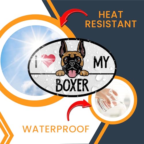 Image of I Love My Boxer Dog Breed Car Magnet 4x6 Inch, Dog Lover Gift, Made in USA | Heavy duty magnetic decal for car, truck, SUV or fridge, full color UV printed