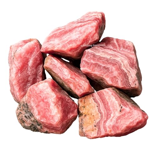 Image of Amazing Gemstone Rhodochrosite Raw Crystals and Healing Stones, Natural Rocks For Tumbling - DIY Raw Stones And Crystals (2 Pieces)
