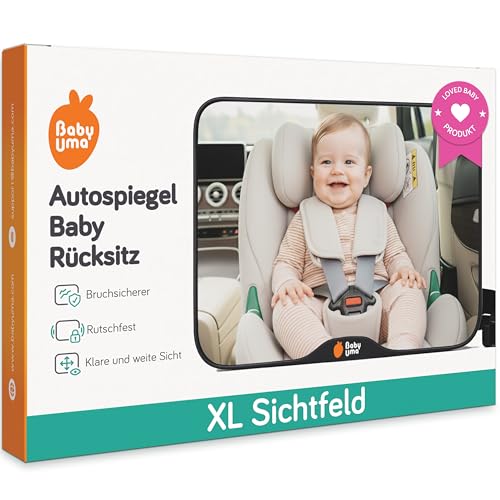 Baby Uma Autospiegel Baby Rücksitz - Klare Sicht Bruchsicherer Spiegel Auto Baby Rückbank Einfaches An- & Abnehmen mit Rutschfesten Schnallen Rückspiegel Auto Accessoires (24 x 16 cm)