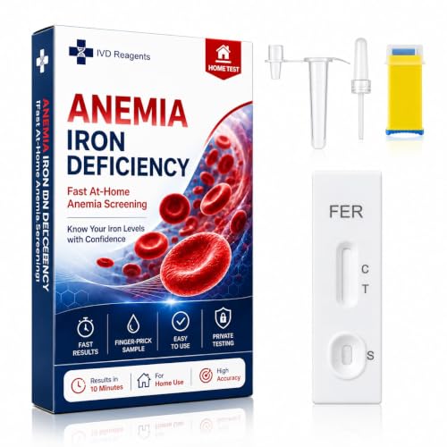 At-Home Iron Deficiency Test Kit Fast Self-Check for Iron Levels Easy Finger-Prick Test for Men Women & Kids Quick Results