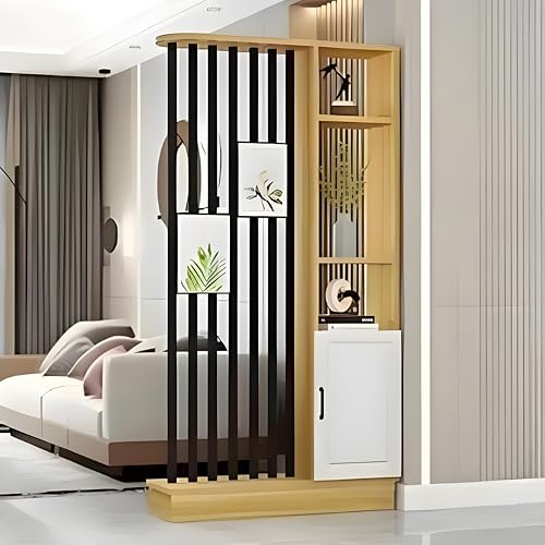 Image of MKH KRAFTS Hand Carved Wooden Room Divider & Partition Panel Decorative Room Separator Open Divider for Living Room Kitchen Office (Iron-RODES) (72 X 48 Inch (7 Rodes)
