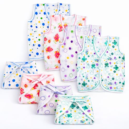 Image of TS LAVI TAVI Jhabla with Nappy for New Born Baby Clothes Multicolor (Set of 4) (3-6 Months)