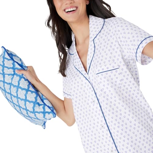 Image of Womens Pajamas Set Trendy 2 Piece Button Down Monkey Shorts Set Y2k Roller Dupes Rabbit Long Sleeve Preppy Loungewear Pjs, X-Small, Sweet Heart