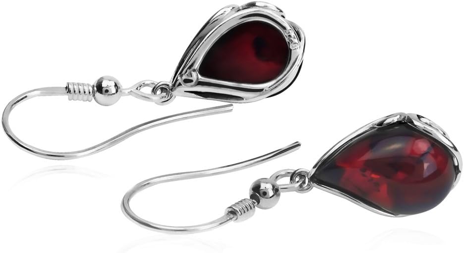 Ian and Valeri Co. Black Cherry Amber Sterling Silver Earrings