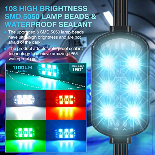 Image of 14PCS Motorcycle RGB LED Light Kit with Brake Turn Signal, Underglow Lights with APP /RF Remote,Neon Accent Light MultiColor Dual Zone Waterproof 12V for Sport Bike, Cruiser, Street&Off-Road Motorcycle