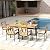 Tangkula 7-Piece Patio Dining Set, Acacia Wood Outdoor Furniture Set with 2” Umbrella Hole and Seat Cushions, Rectangular Dining Table and 6 Chairs Set for Patio Garden Poolside Backyard
