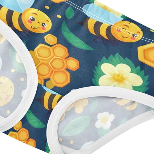 Cotton Girls Underwear Toddler Cute Cartoon Bees Navy Blue Panties Little Girl Durable Briefs Undies Kids 2t4