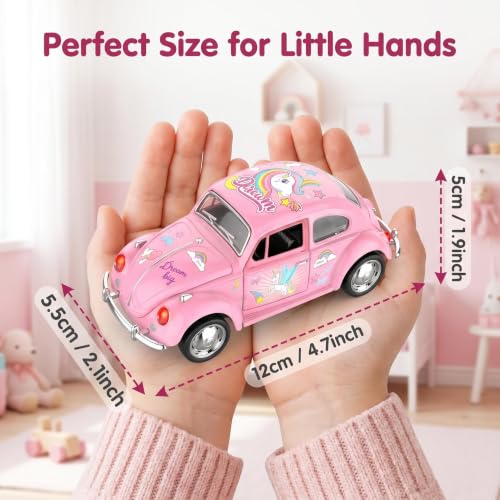 Carrito Beetle rosa 1:36 con luces y música para niñas miniatura 3