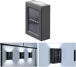 KIT 4 Arandela Solar Slim Goldensky 2 Focos Luminária Parede Externa À Prova D 'Água Luz (Branco Frio)