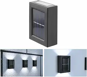 KIT 4 Arandela Solar Slim Goldensky 2 Focos Luminária Parede Externa À Prova D 'Água Luz (Branco Frio)