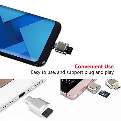 Romacci Leitor de cartão USB tipo C Liga de alumínio TF Leitor de cartão de memória Flash Adaptador