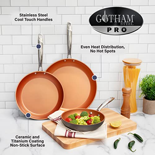 Gotham Steel Pro Pots And Pans Set Nonstick, 13 Pc Hard Anodized Kitchen Cookware Set, Ceramic Cookware Set, Ceramic Pans For Cooking Non Toxic, Stay Cool Handles Dishwasher Oven Safe, 100% Toxin Free #TOP4