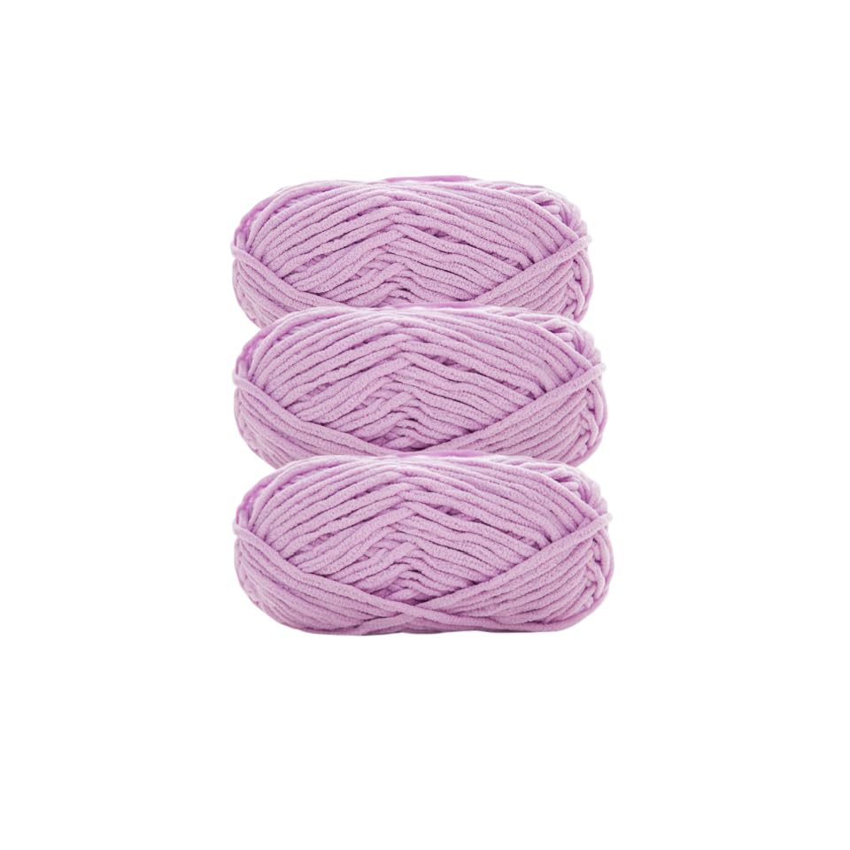 Soft Baby Wool for Knitting, 3 x 100g, Super Soft Velvet Chenille Yarn, Fluffy Soft Wool, Crochet Yarn for DIY Knitting Projects (05 Light Purple) โ image 1