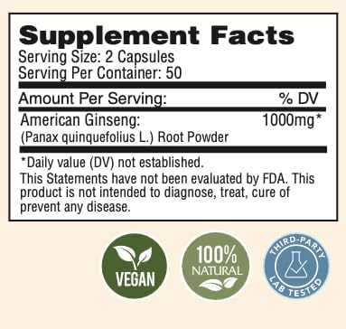 Zen American Ginseng 500mg - 100 Capsules. Premium Quality Panax Quinquefolius Daily Supplement - Image 6