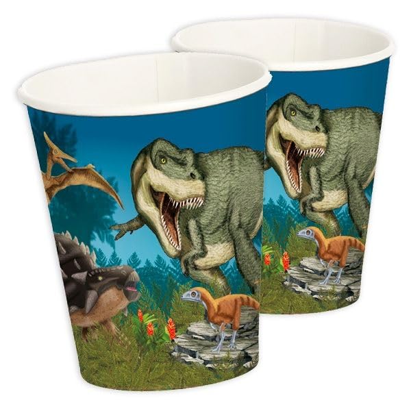 8 Dino-Party-Teller Mit T-Rex Motiv – Ca. 23cm Durchmesser Aus Pappe Für Kindergeburtstag