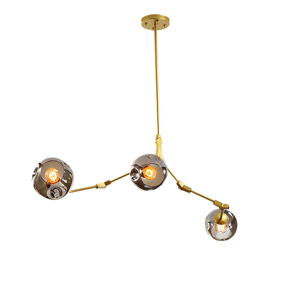 Adjustable Downrod Modern Glass Shade Magic Bean Pendant Lamp,Modern Molecular Chandelier,Creative Hanging Lighting Fixture-B 3 Lights