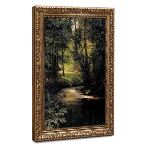 Impression sur toile ruisseau de forêt Miasoedov déco murale cadre suspendu 30x45 cm