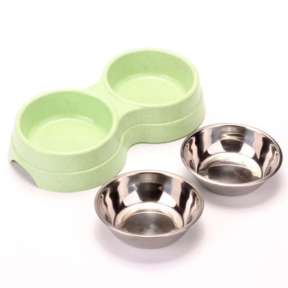 Ciotola Doppia Per Cani E Gatti Con Ciotole In Acciaio Inox Rimovibili E Base Antiscivolo – Design Anti-fuoriuscita, Facile Da Pulire