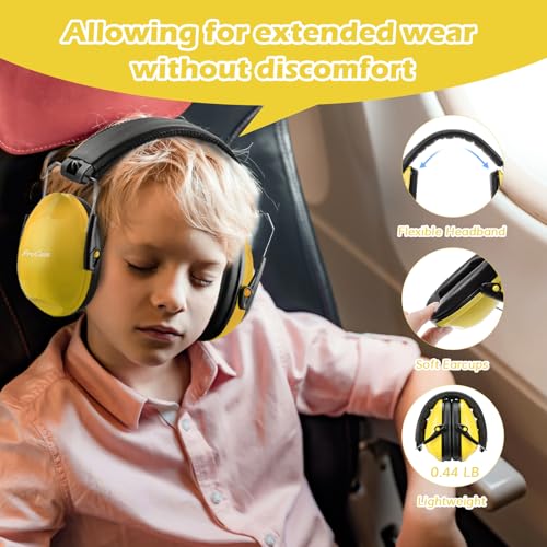 Image of ProCase Noise Cancelling Headphones for Kids Toddler, SNR 27dB Noise Reduction Ear Muffs, Hearing Protection for Monster Jam, Concerts, Fireworks, Shooting, Air Show, Autism Sensory Needs -Yellow
