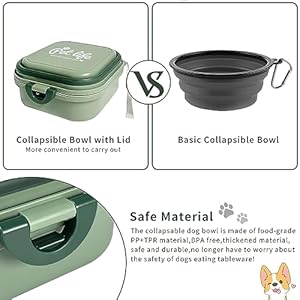 Collapsible dog water bowl portable dog bowl for traveling 2 in 1 pet food and water feeder  travel dog bowls with lid for walking traveling camping and hiking   cucciolini doodles