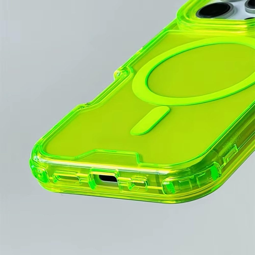 Custodia antiurto per telefono con paraurti color neon per iPhone 16, 16pro max, 14, 15 Pro, 13, 11, 12, custodia trasparente con ricarica wireless, trasparente, per iPhone 12 Pro Max