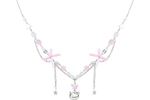 Y2K Necklace Pink Bow Necklace Coquette Aesthetic Kawaii Sanrio Jewelry