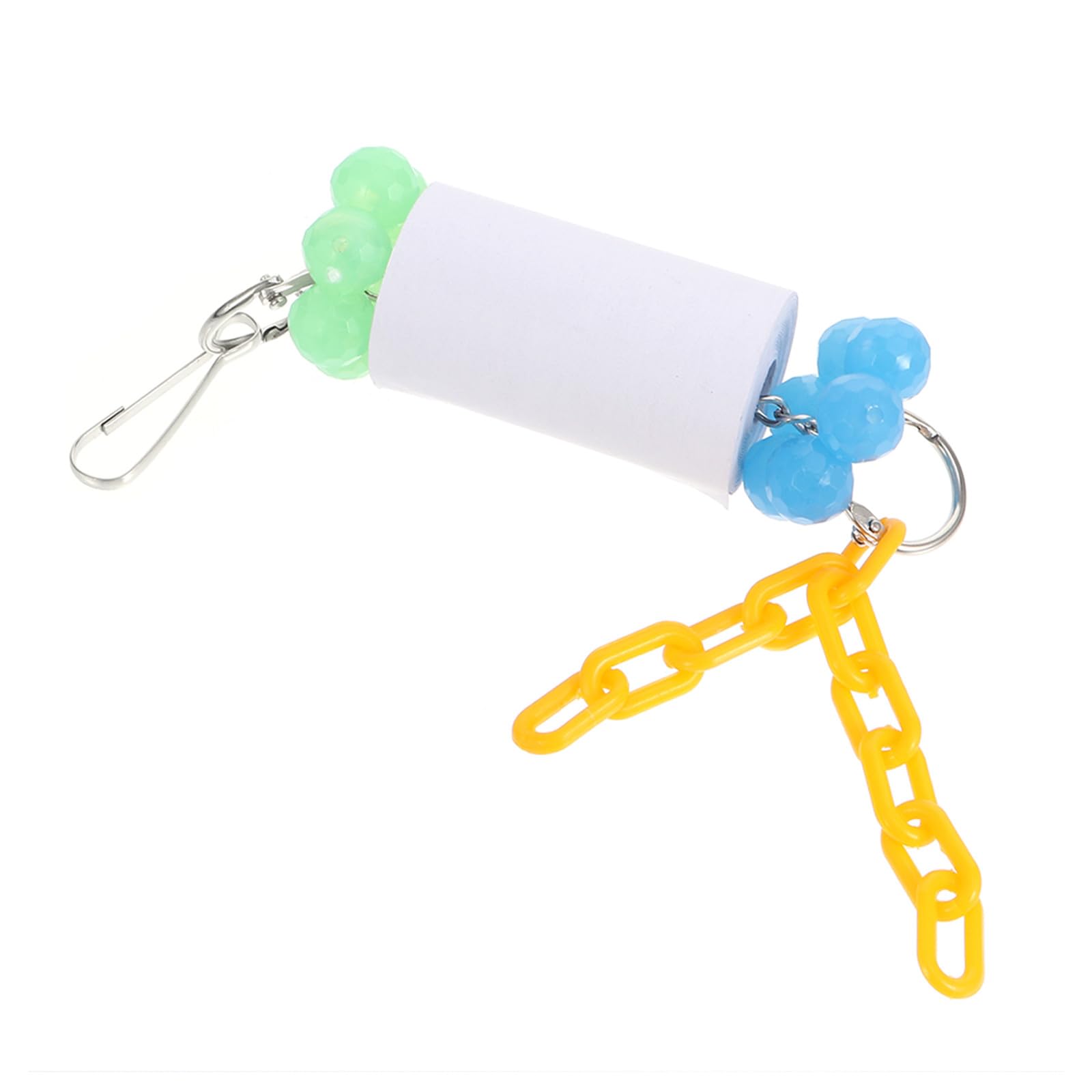 Luxshiny Parrot Bird Chewing Toy for Cage with Paper Roll Pendant, Plastic and Paper Material, Designed for Beak Exercise and Biting, Pet Parrot Hanging Toy for Cage Playtime Random Color