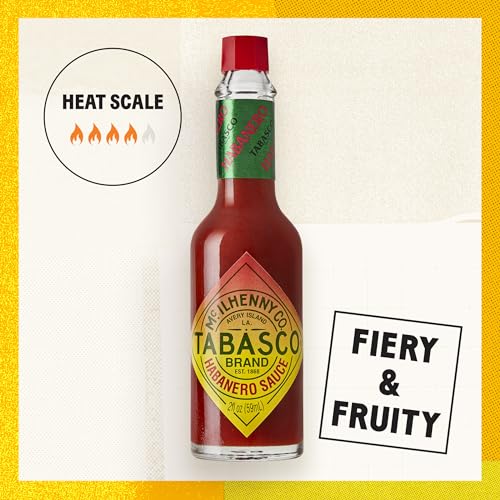 Image of TABASCO Brand Habanero Sauce, Spicy & Fruity Habanero Hot Sauce, Glass Bottle, Jamaican-Style, Packed with Heat, Great for Wing Sauce, Shrimp Kabobs, & More, 2 Fl Oz (Pack of 1)
