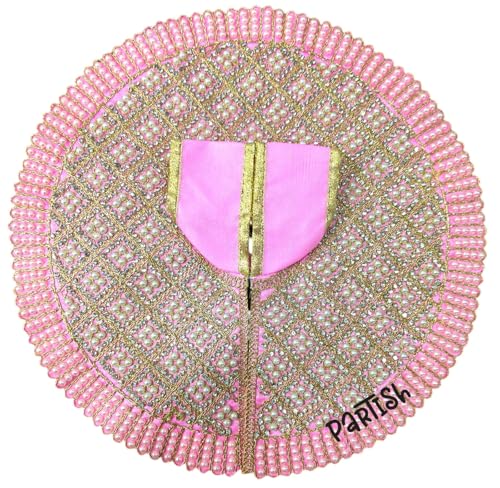Image of Partish Laddu Gopal Heavy Poshak with Pagdi (Size 2) l Ladoo Gopal Dress l Bal Gopal l Kanha Ji Thakur Ji Dress(Pink,L)