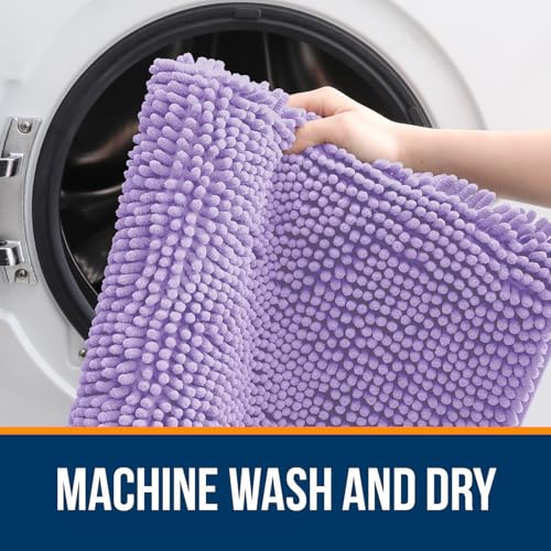 Image of OLANLY Large Bathroom Rugs 50x30, Extra Soft Absorbent Chenille Bath Rugs, Rubber Backing Quick Dry, Machine Washable Bath Mats for Bathroom Floor, Tub and Shower, Home Decor Accessories, Lavender