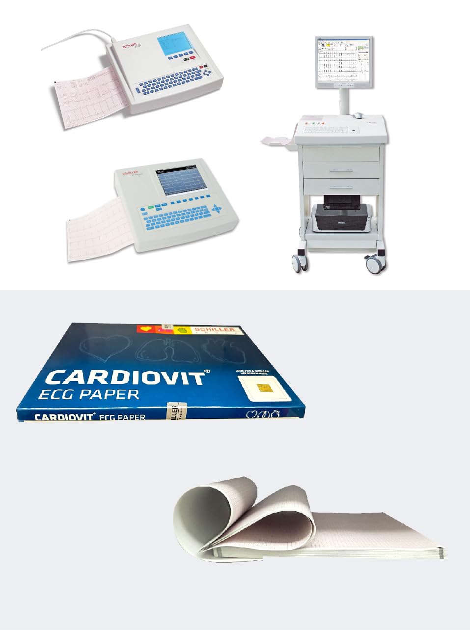ECG Paper For CARDIOVIT AT-2 series/CS-200 / AT-180 / AT-170 | SCHILLER ECG Paper | Length 280 mm And Height 210 mm | 200 Sheets In One Pack