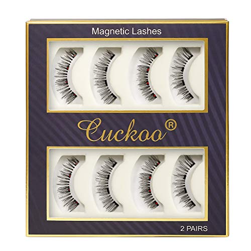 Magnetic Eyelashes False Lashes with Magnets Top and Bottom Magnetic Lashes Resuable Lashes 2 Pair / 8pcs Natural Style
