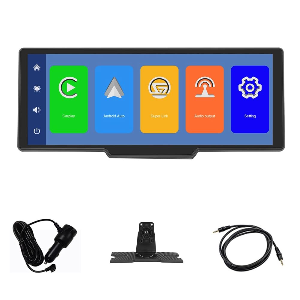 Monitor Auto 10,26 Pollici CarPlay Android Auto Schermo HD Bluetooth Trasmettitore FM Lettore Video