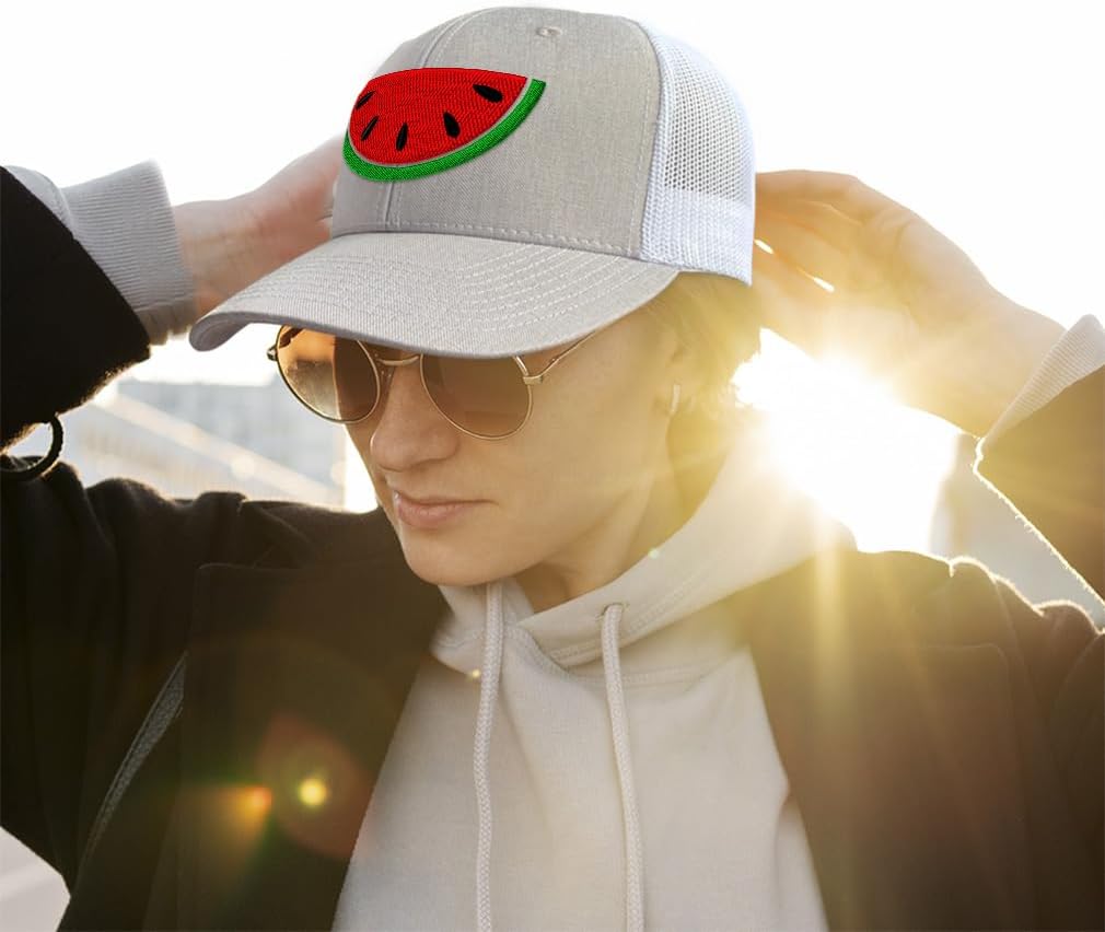 Custom Mesh Cap Hat Embroidered Watermelon Style B Embroidery Trucker Hats for Men & Women Cotton - Image 3