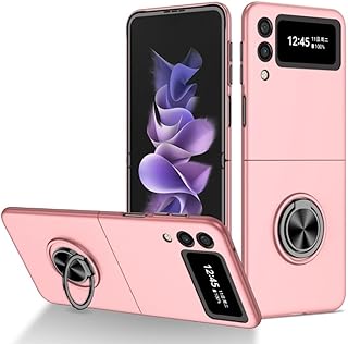 Funda rígida a Prueba de Golpes para PC con Soporte magnético para Samsung Galaxy Z Flip3 Flip 4 Flip 2 1 Fold 4 3 2 1 Estuche para teléfono con Soporte de Anillo de Lujo, Rosa, para Samsung Z Fold 2