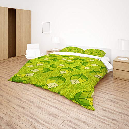 Housse de couette en polyester durable parure de lit vert feuilles