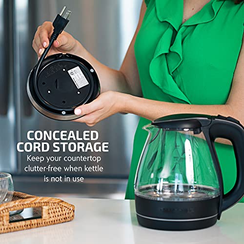 OVENTE Electric Kettle, 1.5L Borosilicate Glass Countertop Water Heater and Boiler for Coffee or Tea, BPA-Free, Auto Shut-Off, Boil-Dry Protection, Removable and Washable Spout Filter, Black KG83B - Image 6