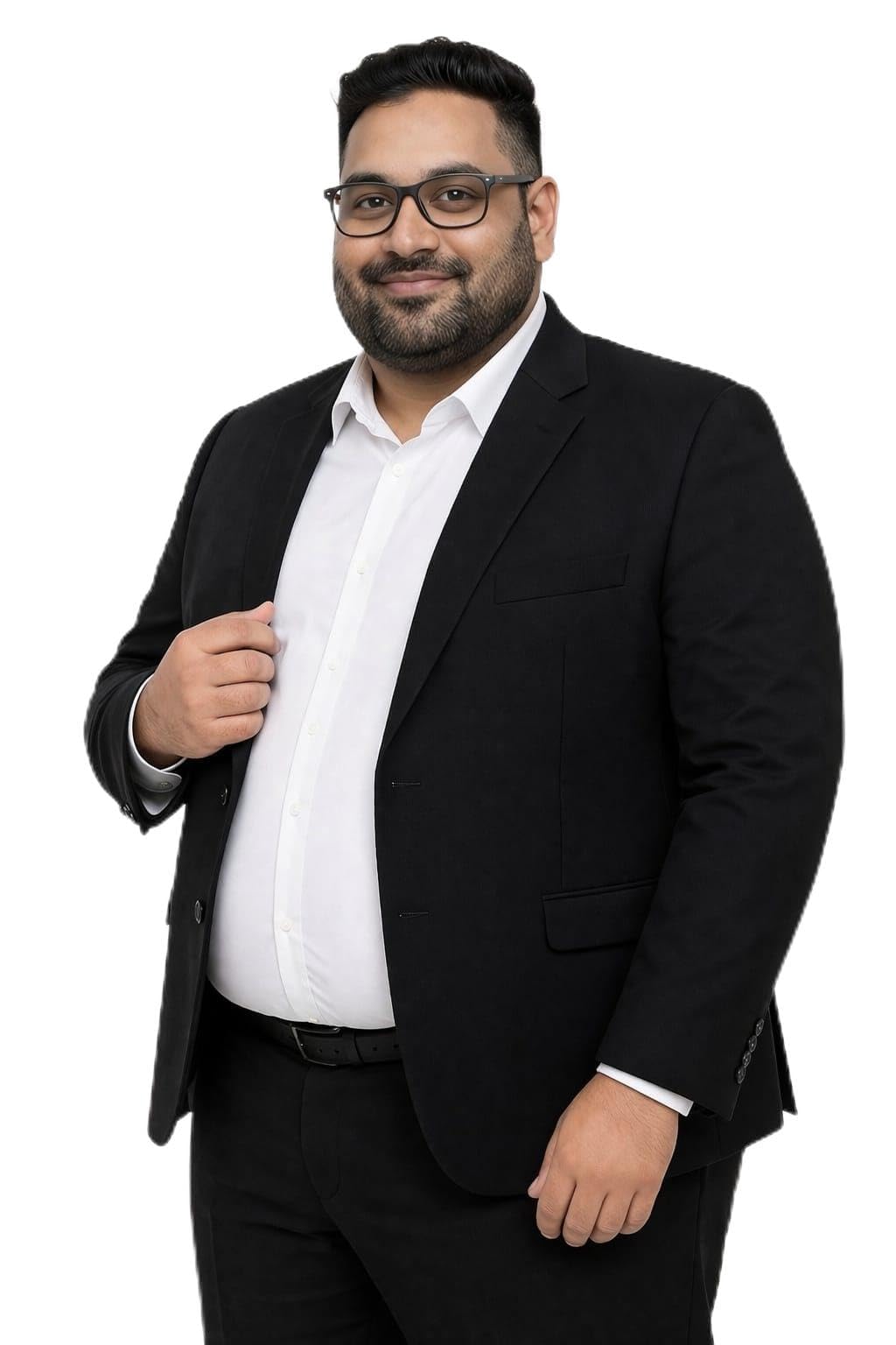 Men's Plus Size Black Blazer, 2-Button Single Breasted, for Office, Party, Festive and Every Occasion-picture-13