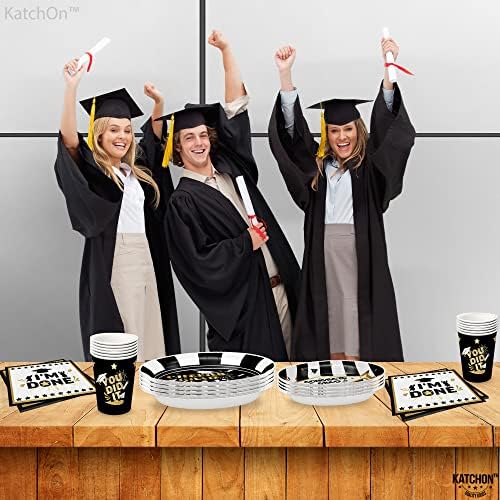 Miniatura 5 de KatchOn, Manteles de graduación en blanco y negro  108 x 54 pulgadas, paquete de 3 con platos de graduación y servilletas 2023  Paquete de 100,