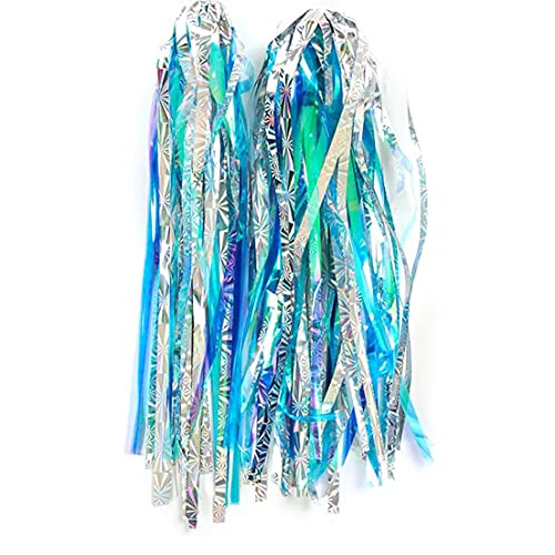 Fietslinten Childrens Stuur Streamers Fietsgrepen Kleurrijke Reflecterende Scooter Kwasten Roze Blauw 2 Paren - Image 6