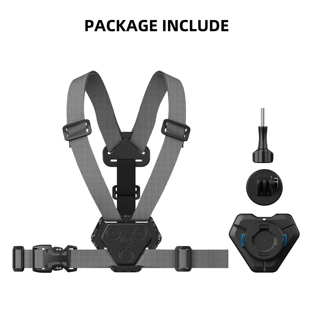 Arnés magnético Ajustable de liberación rápida Compatible con GoPro Hero 13/12/11/10/9/8/7/6/5 Negro, dji Osmo Action 5 Pro/4/3/2, Insta 360 One R y más