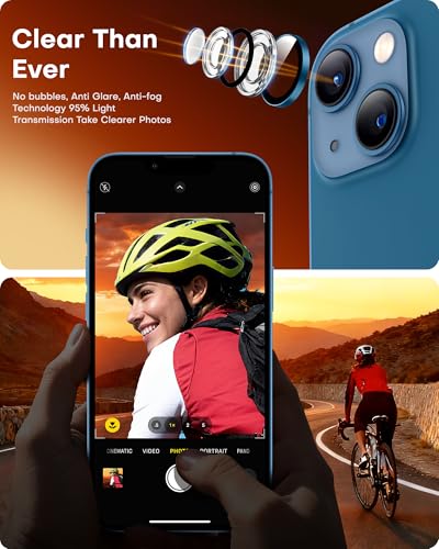 Image of TOCOL Camera Lens Protector for iPhone 13 / iPhone 13 Mini Tempered Glass HD Individual Scratch Resistant Camera Cover Accessories Case Friendly 2 Pack(Dark Blue)