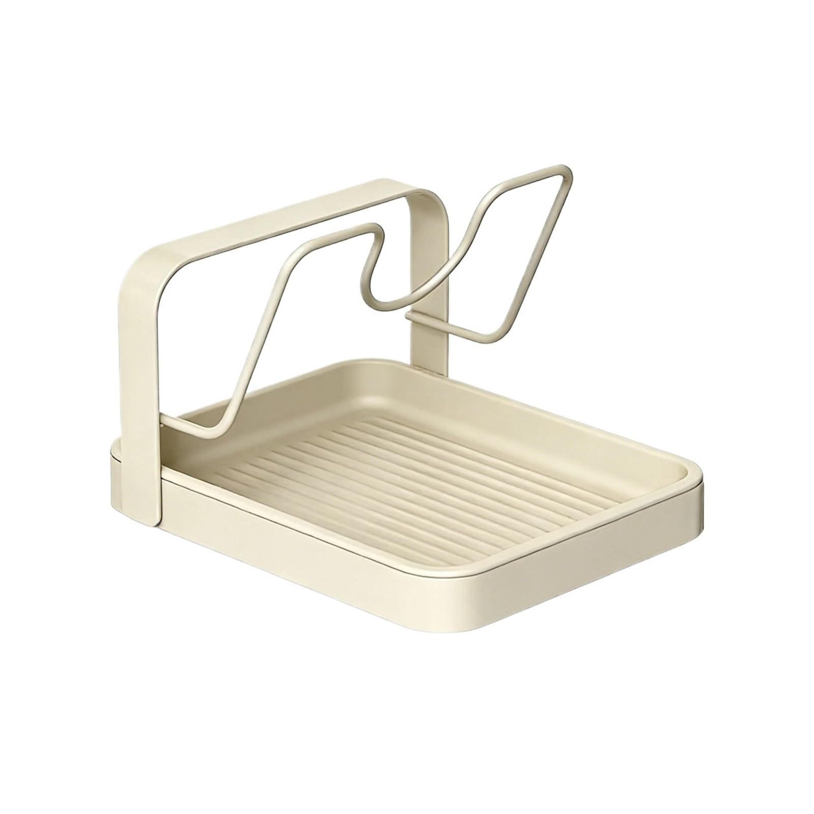 MKYYIOED Plate Display Stand Kitchen Pot Lid Storage Rack Holder With Tray While Cooking And Spoon Rest Organizer Stand(Begie Single-layer)