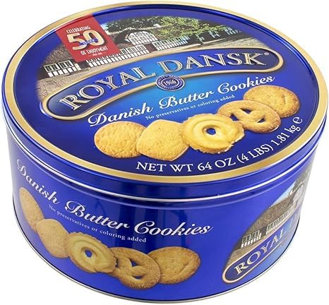 Royal Dansk Danish Butter Cookies 1.81kg Tin Classic Assorted Biscuits Sweet & Buttery Large Family Size Cookie Tin Great for Gifting & Sharing