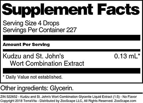 Miniatura 5 de Kudzu and St. John's Wort Extracto líquido combinado de glicerita (15) - Sin sabor (1 oz, ZIN 522652)