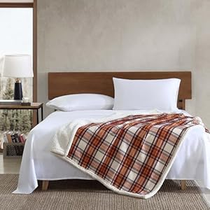 Eddie bauer blanket super soft reversible sherpa brushed fleece bedding throw blankets for couch ideal for lounging edgewood red  urban country home decor