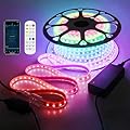 Samsion 100FT Smart LED Light Strip RGB IC 1 Roll 24V Addressable Outdoor LED Strip Lights Waterproof Multi Color Chasing LED Lights with Remote APP Control Music Sync DIY Design for Bedroom 60 LEDs/M
