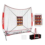 7x7ft Baseball & Softball Practice Net with Numbered Strike Zone - Heavy Duty Portable Hitting Pitching Training Net for Pitching Accuracy & Hitting Practice, Portable with Carry Bag.